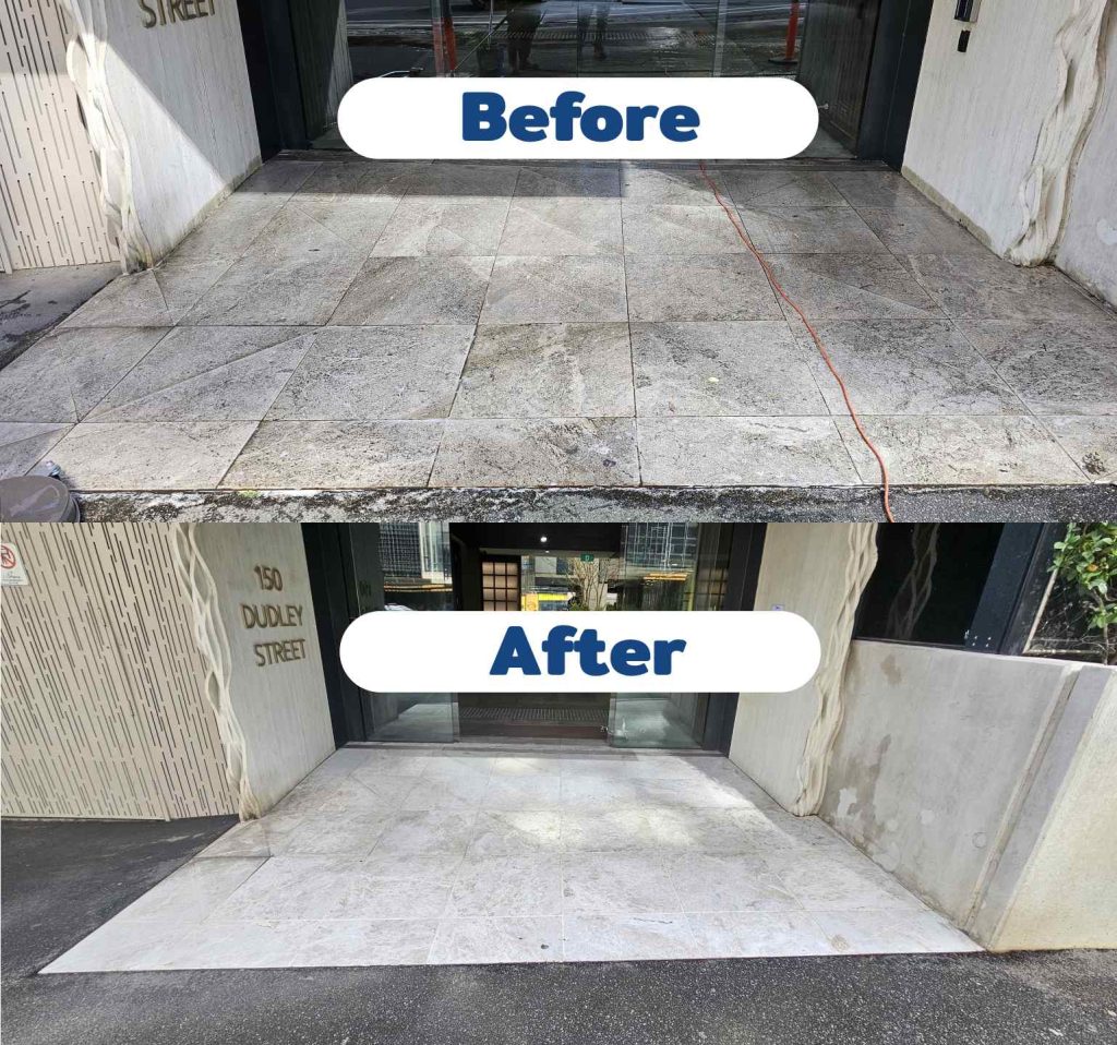 Before and after of successful warehouse cleaning project